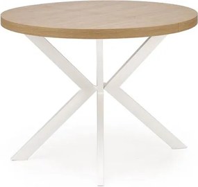 Rozkladací jedálenský stôl 100-250 cm Pepeera (biela + zlatá) (pre 6 8 osôb). Vlastná spoľahlivá doprava až k Vám domov. 1049334
