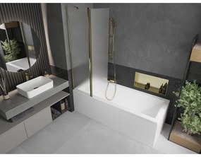 Mexen Flip, vaňová zástena 1-krídlová 100 x 150 cm, otočné krídlo, 6 mm námraza sklo, zlatý profil, 894-100-101-50-30