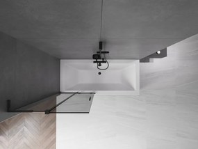 Mexen Velar L, 2-krídlová posuvná vaňová zástena 85 x 150 cm, 8mm šedé sklo, čierna matná, 896-085-003-41-70