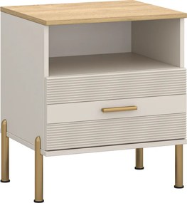 Nočný stolík, kašmír/dub kamenný, RUNOL 1S