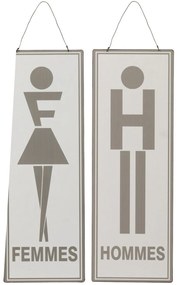 2ks závesná kovová ceduľa Men Women, Femmes Hommes - 16*46 cm
