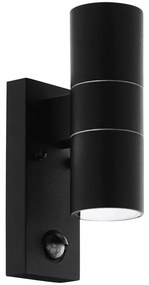 Eglo 79545- LED Vonkajšie svietidlo so senz. ARAPONGAS 2xGU10/2,8W/230V IP44 čierna EG79545