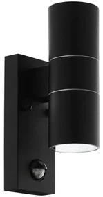 Eglo 79545- LED Vonkajšie svietidlo so senz. ARAPONGAS 2xGU10/2,8W/230V IP44 čierna EG79545