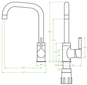 Laveo Lena, vysoká drezová batéria h-302, chrómová, LAV-BKU_065D