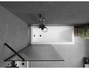 Mexen Next, vaňová zástena 1-krídlová 80 x 150 cm, fixné krídlo, 6 mm sklo s pruhmi, čierny profil, 895-080-000-00-09-70