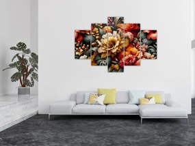 Obraz - Oranžovo-červené kvety (150x105 cm)