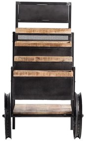 furniture-nabytek.cz - Masívny trhový vozík Leeds z kovu a manga, hnedý a čierny – 69×108×125 cm