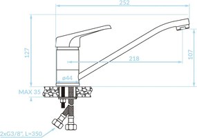 Kuchinox Grace, stojanková umývadlová/drezová batéria, chrómová, LAV-BKY_060D