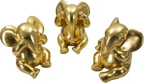 Sada 3 ks dekoratívnych figúrok Elephant zlatá