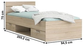 Jednolôžková posteľ s úložným priestorom Michigan New 90 - dub sonoma