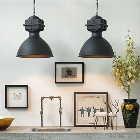 Priemyselné závesné svietidlo malé matne čierne - Sicko