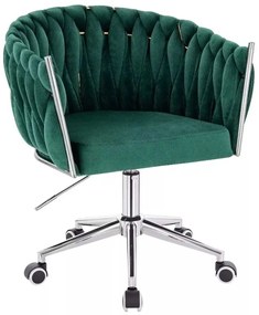 LuxuryForm DESIGN Stolička NORDEN VELUR na striebornej podstave s kolieskami - zelená