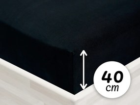 Jersey napínacie prestieradlo na extra vysoký matrac JR-030 Čierne 90 x 200 - výška 40 cm