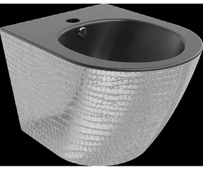 Mexen Lena závesný bidet, Čierna matná/Strieborná vzor rybích šupín - 35224872