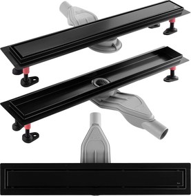 Rea NEOX Superflow, odtokový sprchový žľab 60 cm, čierna matná, REA-G7805