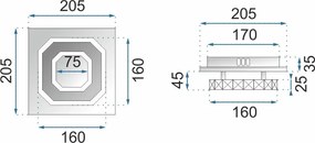 Křišťálové stropní LED svítidlo APP406-C chrom/neutrální bílá