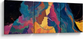 Obraz - Vesmírna láska (s hodinami) (90x30 cm)