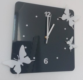 SENTOP | Nástenné hodiny Quartz, nalepovacie dekorácie, 3D zrkadlové nálepky Xmomo FL-z29-RAL7005-RAL9010 HEU- analógové