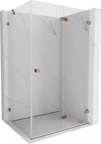 Mexen Lunar-F, 1-krídlový sprchový kút so skladacími dverami, pravý, 95 x 90 cm, 8mm číre sklo, ružové zlato profil, 836-095-090-60-00-P