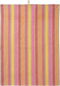Ib Laursen Bavlnená utierka Multicoloured Stripes Orange