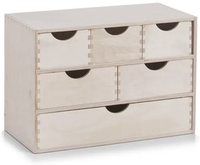 Zeller Present Drevený organizér so 6 zásuvkami na písacie a kancelárske potreby ZELLER 40 x 20 x 28 cm