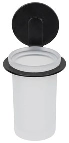 Matne čierny samodržiaci sklenený téglik na zubné kefky Bivio – Wenko