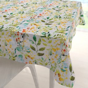 Biante Dekoračný štvorcový obrus PML-066 Zelené popínavé lístky na bielom 110x110 cm