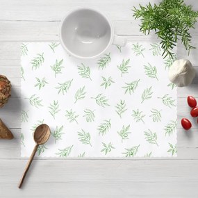 Biante Teflónové prestieranie na stôl TF-113 Zelené olivové vetvičky na bielom 30x40 cm