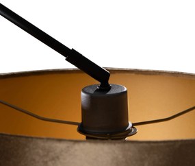 Závesná lampa čierna s bronzovým zamatovým tienidlom 35 cm - Blitz