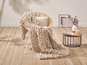 MERADISO® Pletená deka hrubej priadze, 120 x 150 c, béžová (100285408)