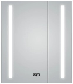 Alumino Sun Zrkadlová skrinka s LED osvetlením, 60 × 70 × 10,5 cm, strieborná