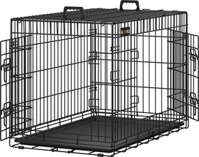 Skladacia klietka pre psa s 2 dvierkami, prepravka pre psa L, 92,5 x 57,5 x 64 cm, čierna