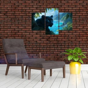 Obraz - Čierny panter v džungli (90x60 cm)