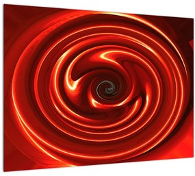 Abstraktný sklenený obraz - červená špirála (70x50 cm)