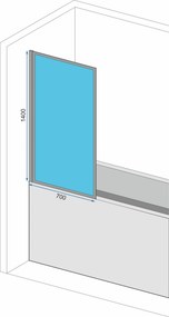 Vaňová zástena REA LAGOS-1 FIX 70 cm, čierna/transparent
