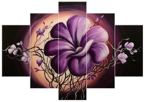 Gario Ručne maľovaný obraz Fialová živá krása - 5 dielny Rozmery: 150 x 70 cm