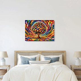 Sklenený obraz – Farebný strom s jablkami (70x50 cm)