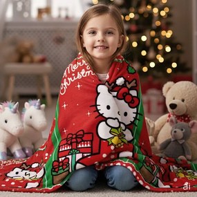 Vianočná flísová deka Hello Kitty - 100 x 140 cm