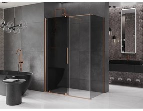 Mexen Velar, sprchový kút s posuvnými dverami 150 x 90 cm, 8mm šedé sklo, medená matná, 871-150-090-41-65