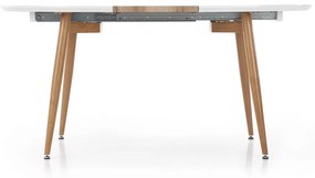 Oválny rozkladací jedálenský stôl Edward 120/200 cm biely/medový dub