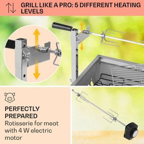 Klarstein Sauenland Mini, rotačný gril s ražňom, otočný špíz, 4 W, 12 kg max., ušľachtilá oceľ