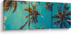 Obraz - Vysoké palmy (s hodinami) (90x30 cm)