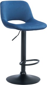 Barová stolička Camden - zamat, čierny rám - Modrá