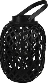 Čierny drevený lampáš s uchom - Ø 22*29 cm