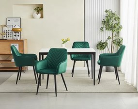 Set dvoch jedálenských stoličiek NANA zamatové, tmavozelené (čierne nohy) 2 ks