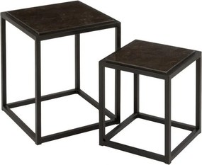 2 čierne kovové odkladacie stolíky Lowy - 39 * 39 * 46 cm