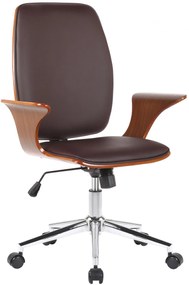 Design-Shop Kancelárska stolička Burbank - koženka, drevo orech - Hnedá