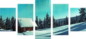 5-dielny obraz rozprávková zimná krajina - 200x100