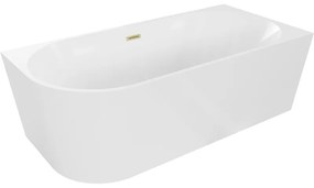 Mexen Mia, voľne stojaca rohová vaňa, pravá, 160 x 75 cm, biela, zlatý matný prepad, 52691607500P-55