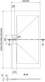 Mexen Egon, SMC obdĺžniková sprchová vanička 200 x 90 cm, čierna, 4R709020